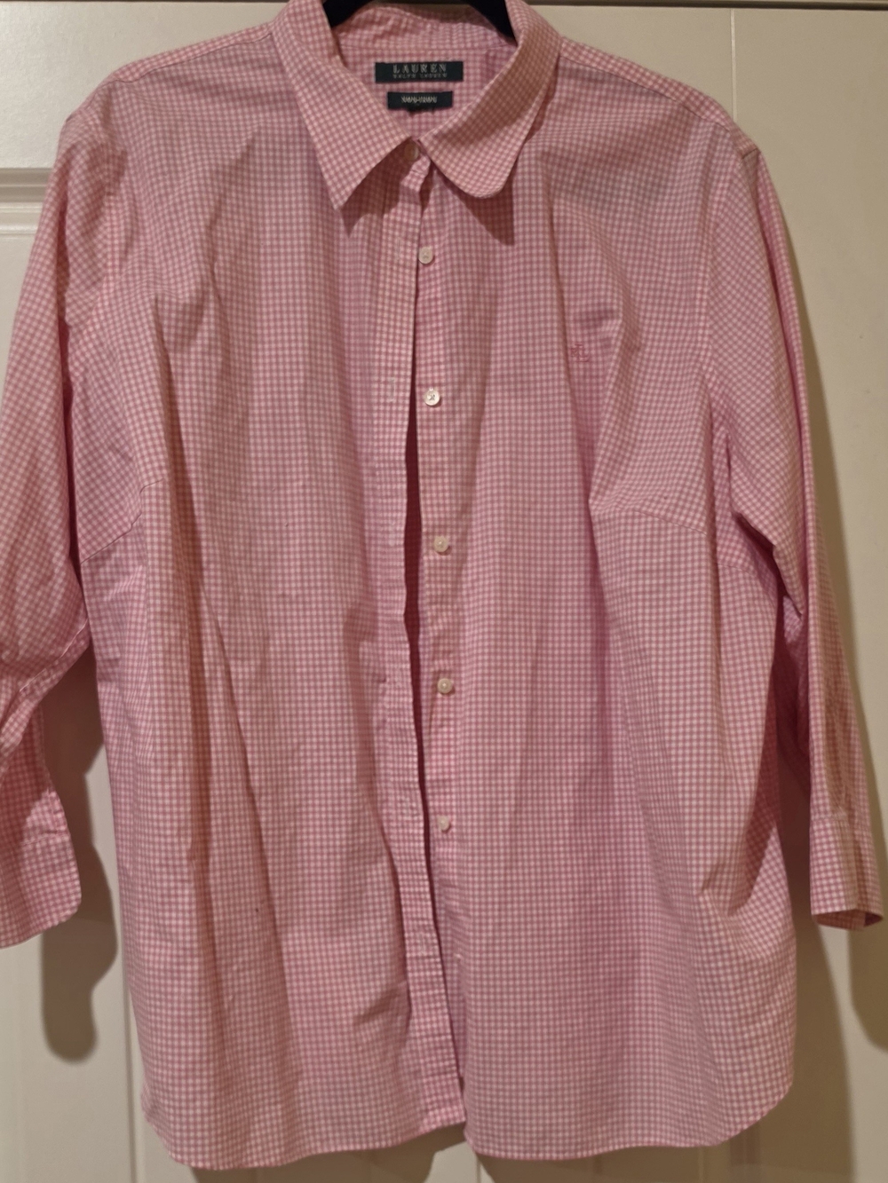 Lauren Ralph Lauren Gingham Non-Iron Button-Down Shirt Pink & White